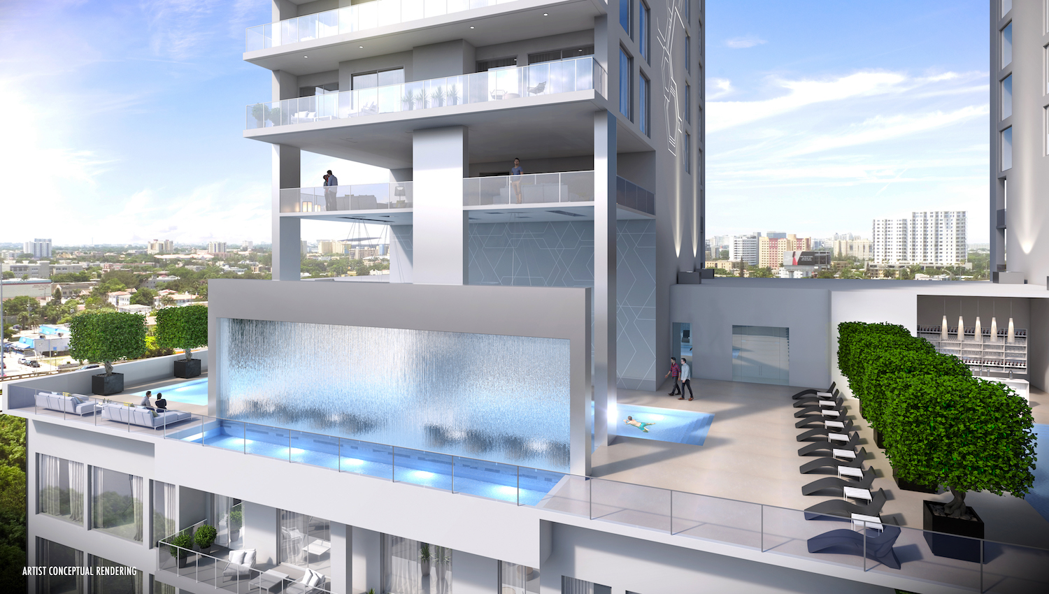 Smart Brickell Pool Waterfall